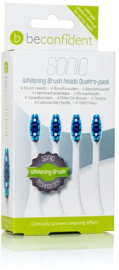 Beconfident Whitening Sonic 4-pack tootbrush heads white