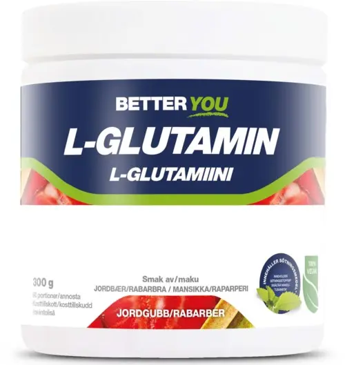 Better You Naturligt L-Glutamin 300 g - Jordgubb/Rabarber