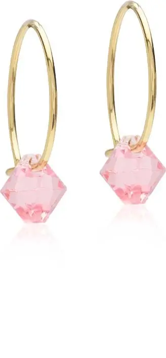 Blomdahl Golden Titanium Ear Ring 14 mm, Bicone 6 mm Light Rose