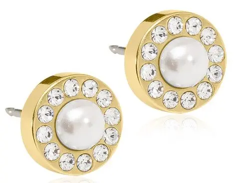 Blomdahl Earrings Brilliance Halo Pearl 8 mm White