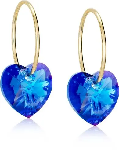 Blomdahl GT Ear Ring 14 mm, Heart 10 mm Sapphire