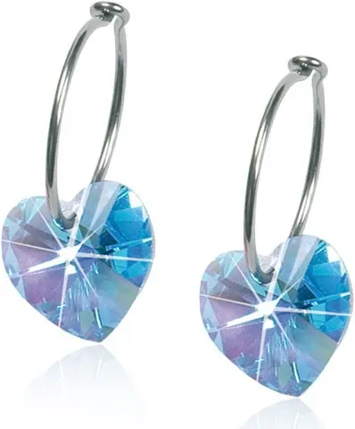 Blomdahl Natural Titanium Heart Sleeper 14mm Aquamarine