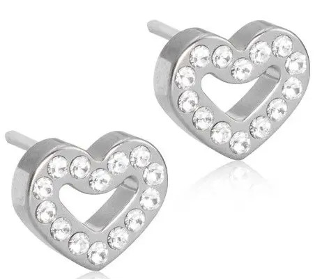 Blomdahl Earrings Brilliance Heart Hollow 8 mm Crystal