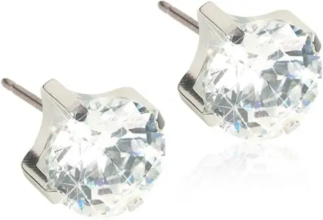 Blomdahl Silver Titanium Tiffany CZ White 4 mm