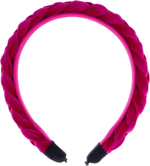 Dazzling Braided Head Band Fuxia