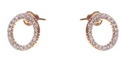 Dazzling Earrings, gold col round circles with clear crystal