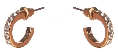 Dazzling Earrings, gold col small creole w clear crystals
