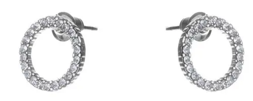 Dazzling Earrings, silver col round circles with clear cryst