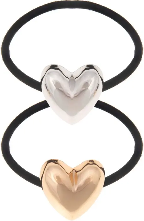 Dazzling Hair Ties Heart 2 pcs Silver/Gold