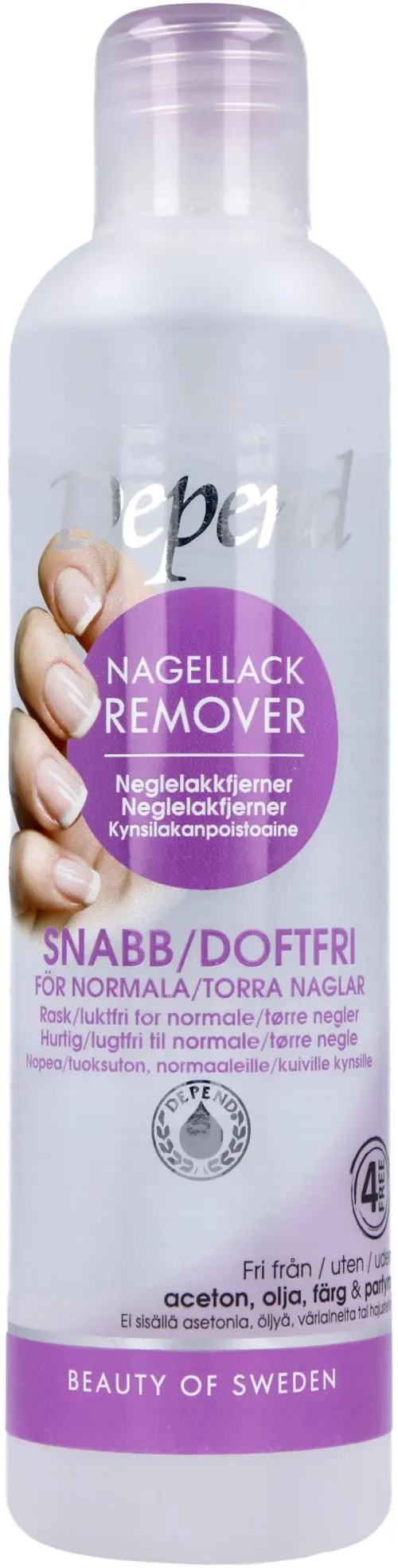Depend Nagellackremover Snabb/Doftfri 250ml
