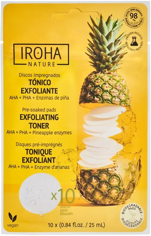 IROHA NATURE Exfoliating Toner Pads AHA + PHA + Pinapple Enzymes