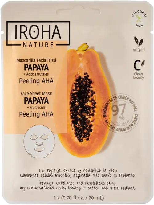 IROHA NATURE Peeling AHA Papaya Face Sheet Mask