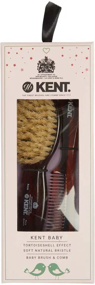 Kent Brushes Soft Natural Bristle Baby Brush and Comb Set