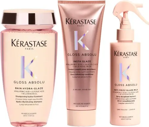 Kérastase Bundle Bain Hydra-Glaze Shampoo 250 ml & Insta Glaze Conditioner 250 ml & Anti-Frizz Glaze Milk 190 ml