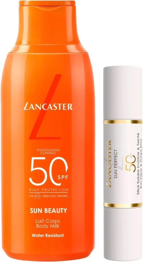 Lancaster Sun Perfect Beauty SPF50 Bundle Body Milk 175 ml & Clear & Tinted Duo Stick 12 g