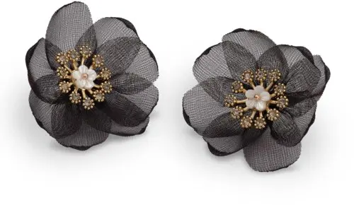 Lily and Rose Organza botanical earrings - Black