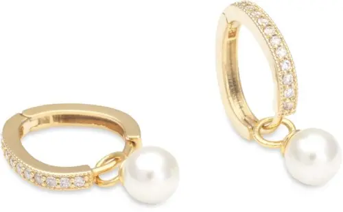 Lily and Rose Petite Kennedy hoops earrings - Ivory pearl (Gold)