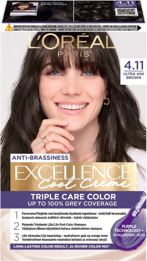 Loreal Paris Excellence Cool Creme Triple Care Color 4,11 Ultra Ash Brown