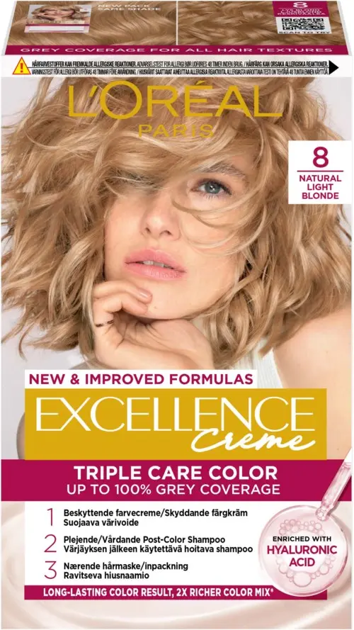 Loreal Paris Excellence Crème Triple Care Color 8 Natural Light Blonde