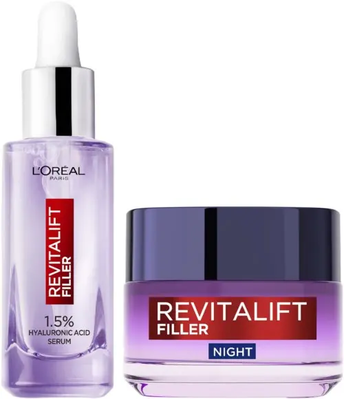 Loreal Paris Revitalift Filler Night Cream 50 ml & 1,5% Hyaluronic Acid Serum 30 ml