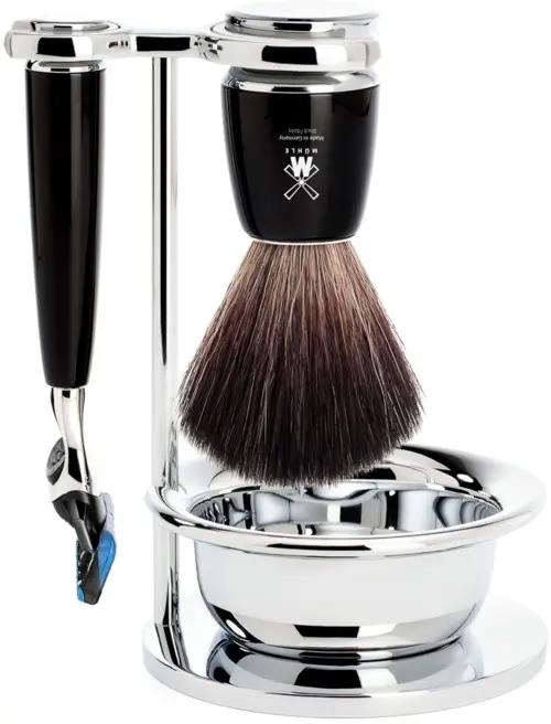 Mühle Rytmo Fusion Barbersett Black Fibre-Resin With Bowl Black