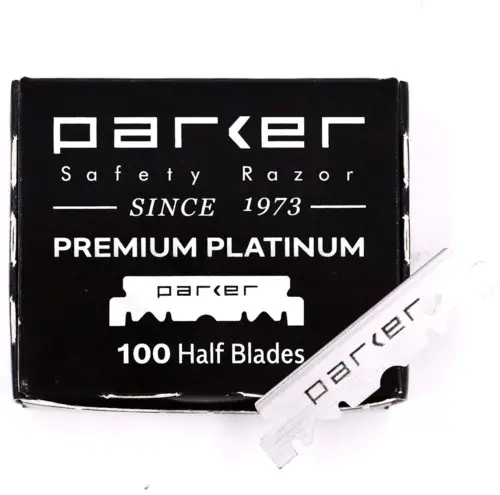 Parker Shaving Premium Platinum Half Blades for Barber Razors - 100 Ct. (1 x 100)