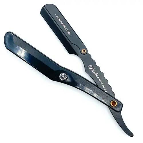 Parker Shaving SRBBA - Black ABS Handle Clip Type Black Blade Holder Barber/Straight Razor