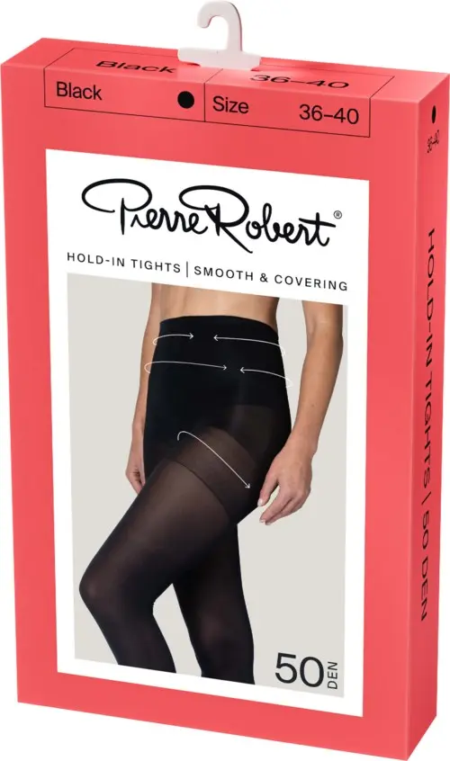 Pierre Robert Hold-In-Tights Smooth & Covering 50 DEN Black 40-44