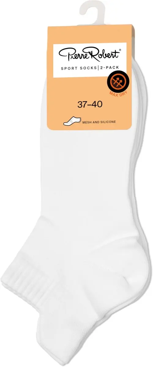 Pierre Robert Sport Ankle Socks Mesh & Silicone X2 White 37-40