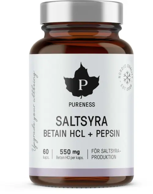 Saltsyre Betain HCL + Pepsin 60 kapsler