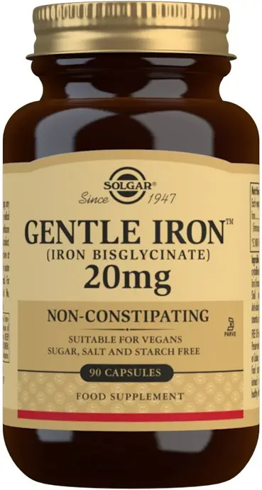 Solgar Gentle Iron (Iron Bisglycinate) 20 mg Vegetable Capsules 90st