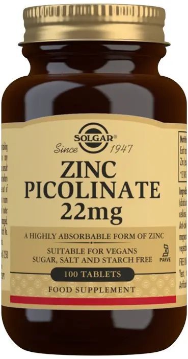 Solgar Zinc Picolinate 22 mg Tablets 100st