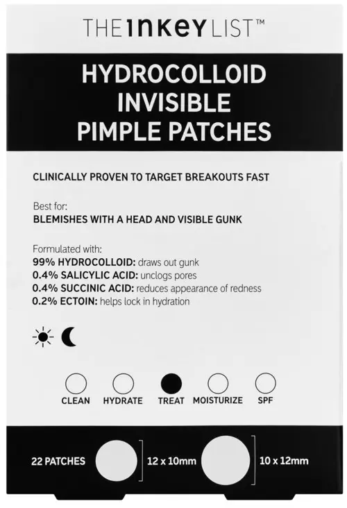 The Inkey List Hydrocolloid Invisible Pimple Patches 22 pcs