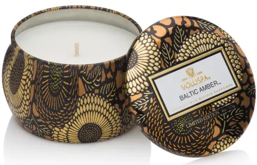 Voluspa Baltic Amber Japonica Decorative Tin Candle 25h