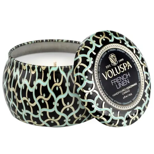 Voluspa Maison Noir French Linen Mini Tin Candle 25h