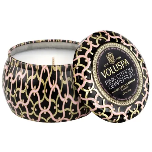 Voluspa Maison Noir Pink Citron Grapefruit Mini Tin Candle 25h