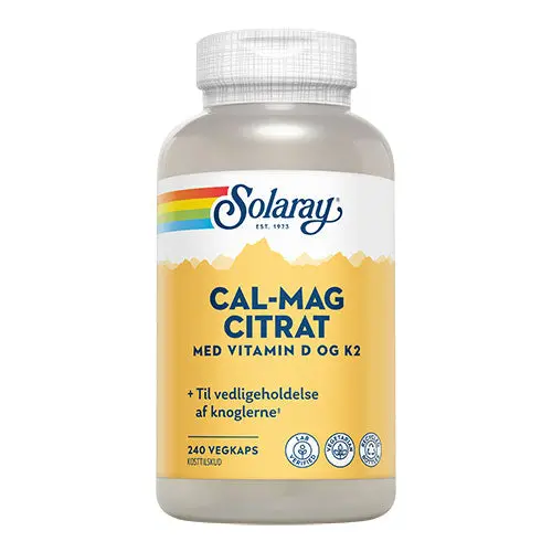 Kjøp Solaray Cal-Mag Citrat med Vitamin D og K2 240 Kapsler - Mecindo