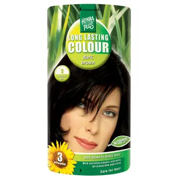 Kjøp Henna Hårfarge Plus 3 Dark Brown Long Lasting Colour 40 ml  - Mecindo