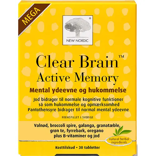 Kjøp New Nordic Clear Brain Active Memory Mega 30 Tabletter - Mecindo
