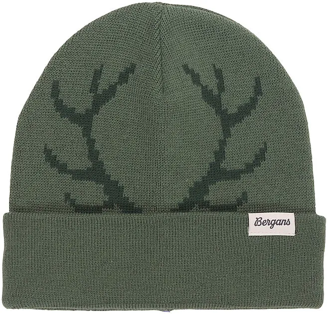 BERGANS OF NORWAY Antlers Kids Beanie Dark Jade Green/Duke Green Barn