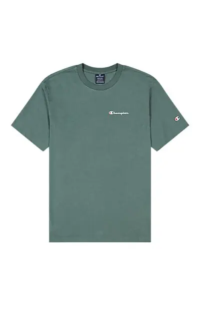 CHAMPION M Crewneck T-Shirt AMC Small logo Soft green Herre | Sport1.no
