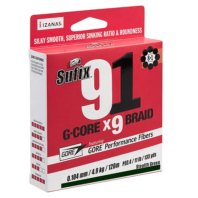 SUFIX 91 Braid Lo-Vis Green 150m 0,148mm 7,2kg Alle