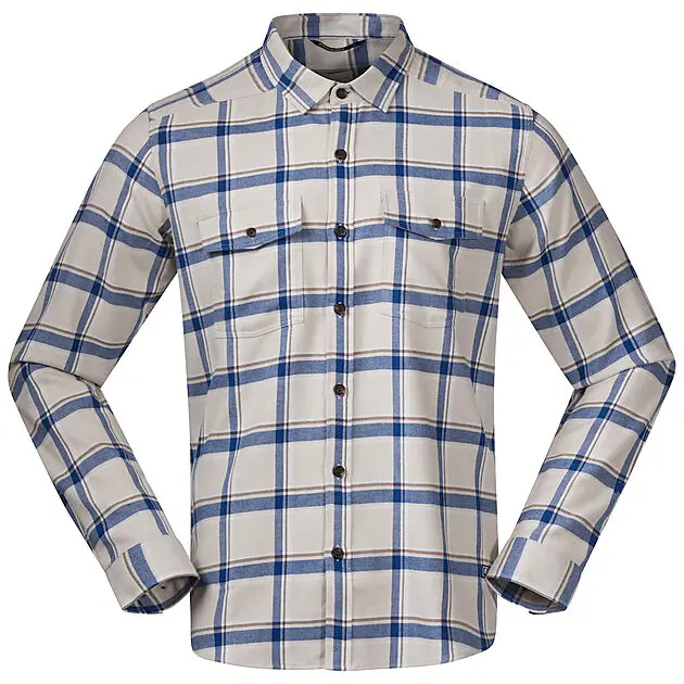 BERGANS OF NORWAY Tovdal Shirt Chalk Sand/Riviera Blue Check Herre