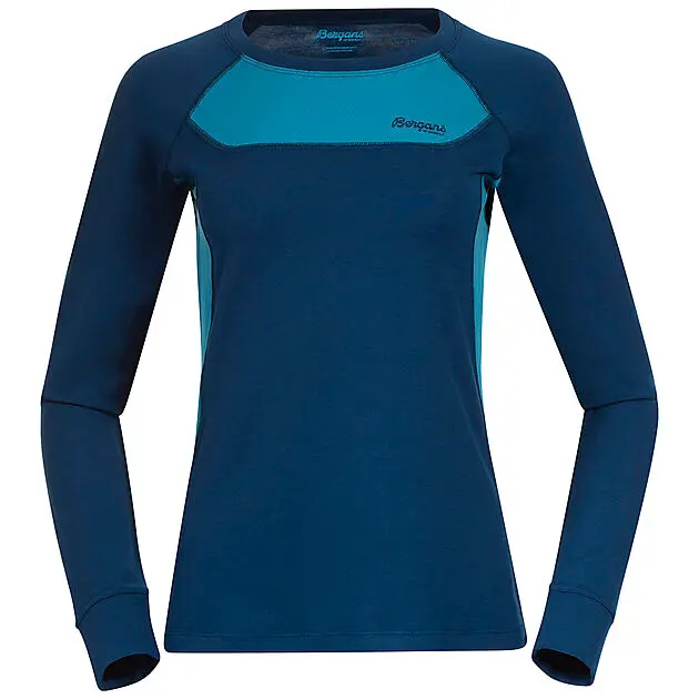 BERGANS OF NORWAY Cecilie Wool Long Sleeve Deep Sea Blue/Clear Ice Blue Dame