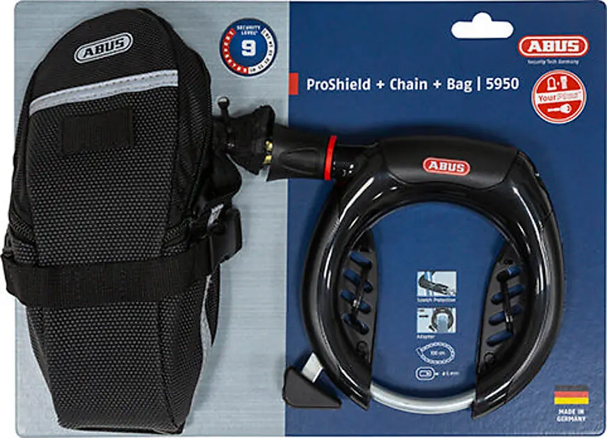 ABUS Rammelås 5950 Pro Shield m/kjede og veske (Level 9) BLACK Alle | Sport1.no