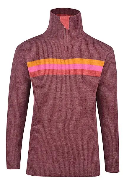 JOTUNHEIM Skåla Strikkegenser Jr Beet Red/Stripe Junior | Sport1.no
