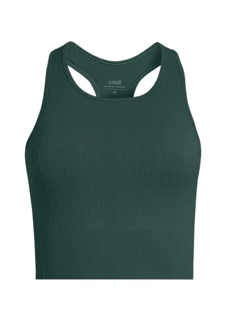 CASALL Multi Rib Seamless Padded Sports Top Dark Pine Dame