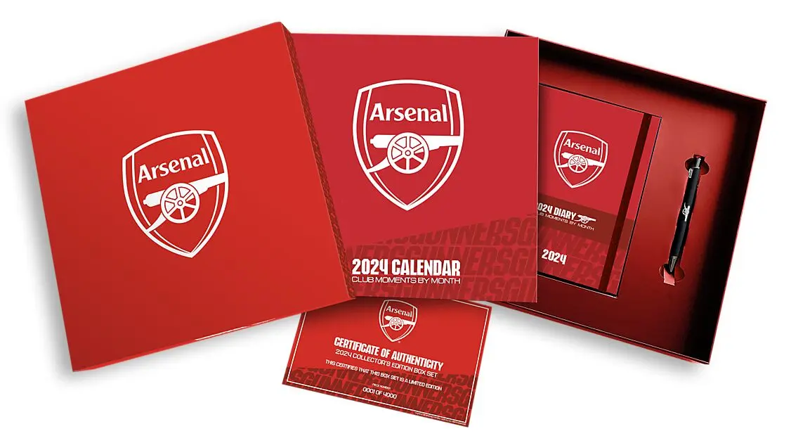 ARSENAL FC ARSENAL FC 2024 KALENDER & DAGBOK, MUSIKK GIFT BOKS Rød Alle | Sport1.no