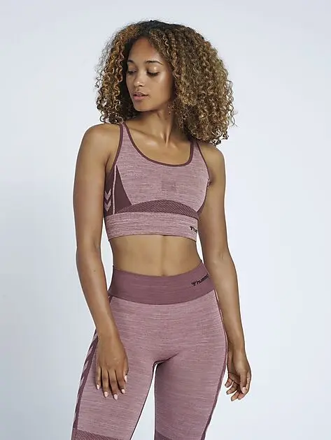 HUMMEL hmlCLEA SEAMLESS SPORTS TOP FUDGE/WOODROSE MELANGE Dame