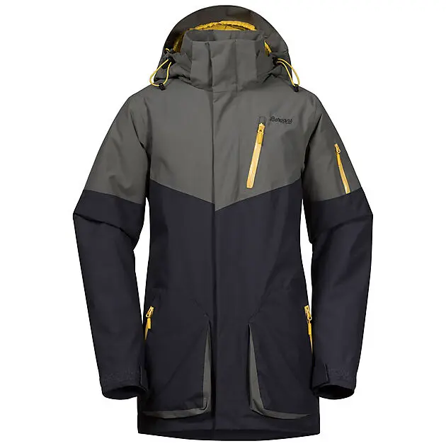 BERGANS OF NORWAY Knyken Isolert Jakke Ungdom 13117/GreenMud/SolidCharcoal/WaxedYellow Unisex
